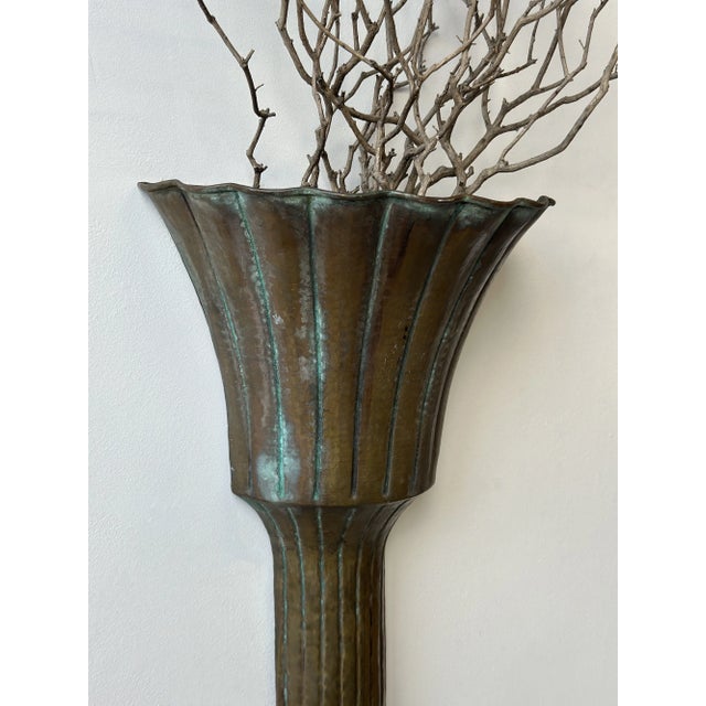 1950s Vintage Italian Egidio Casagrande Hammered Brass Wall Vessel, Circa 1950s For Sale - Image 5 of 18