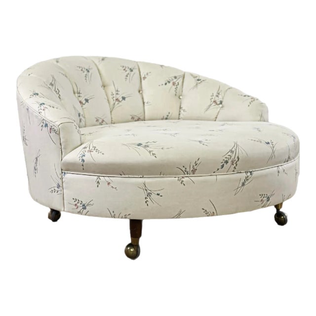 1970s Oversized Tufted Back Barrel Tub Chair For Sale