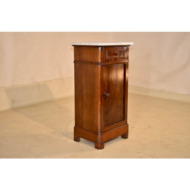 19th Century Walnut Bedside Cabinet With Carrara Marble Top For Sale In Greensboro - Image 6 of 13