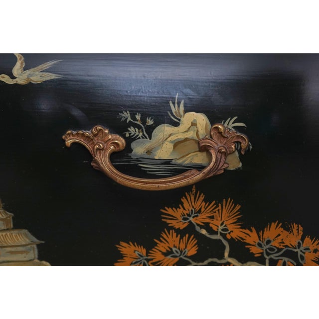 Italian Hand Paint Decorated Chinoiserie Commode Chest For Sale - Image 12 of 17