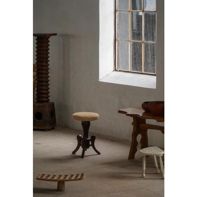 Early 20th Century Victorian Adjustable Piano Stool with Hessian Seat, 1920s For Sale - Image 3 of 16