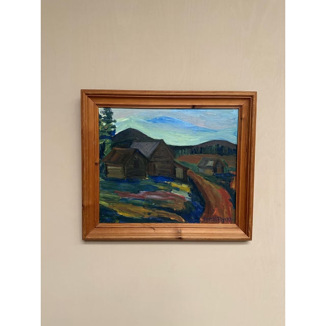 Original Vintage Scandinavian Oil on Panel – “Mountain Landscape” by Kersti Flyckt (1925–2009) – Signed – Framed – 66 × 56...