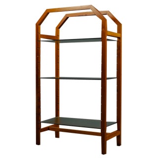Postmodern Hollywood Regency Pinewood & Glass Etagere, 1980s For Sale