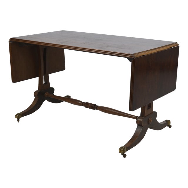 Regency Revival British Coffee Table with Brass Paw Feet, 1920s For Sale