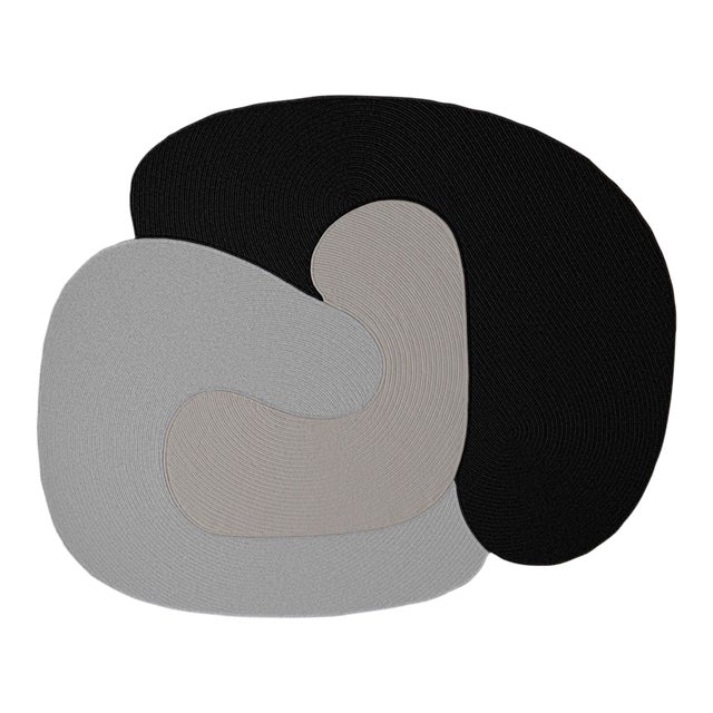 Riff Rug, 4x6ft, Multicolor E: Light Grey, Natural, Black, From Souda, Braided, Coiled Wool Area Rug For Sale