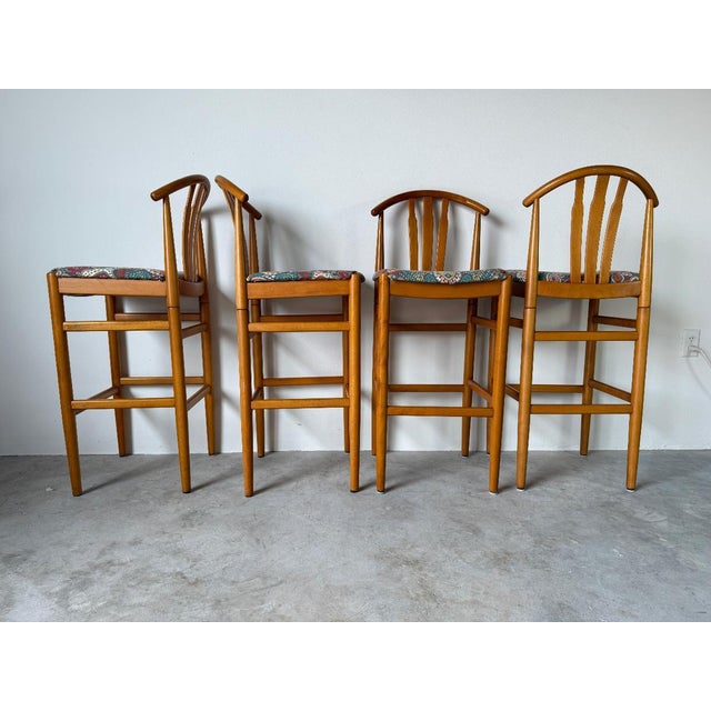 1970s Swedish Mid-Century Modern Carl-Ewert Ekström Beechwood Bar Stools – Set of 4 For Sale - Image 9 of 18