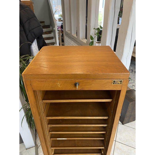 Oak Roll-Top Filing Cabinet, 1950s For Sale - Image 14 of 18