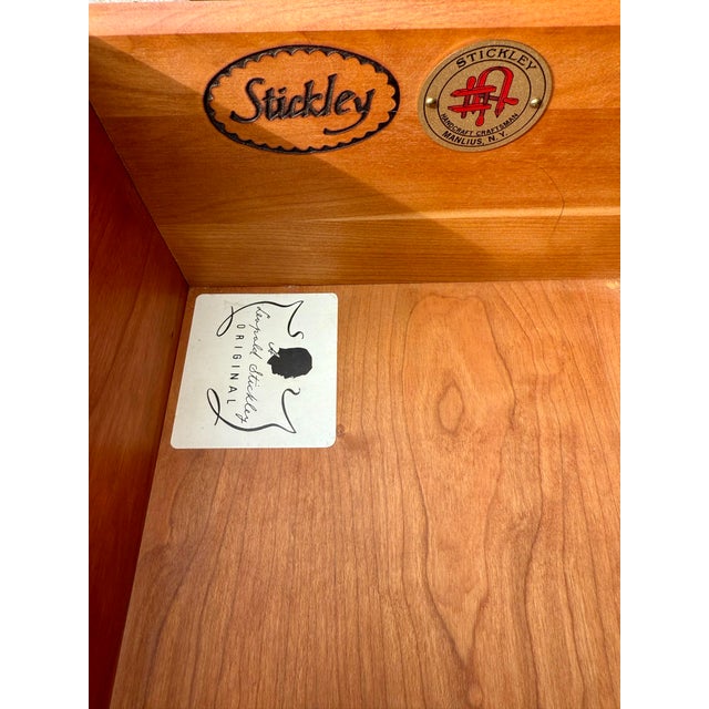 1990's Stickley Arts and Crafts Inlay Bow Media Cabinet Armoire For Sale - Image 12 of 12