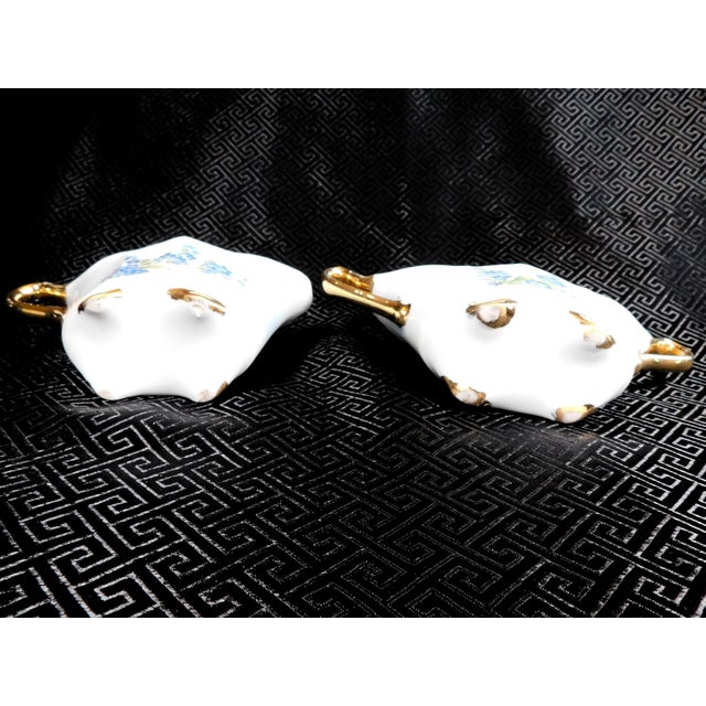 1970s Blue Floral Sugar Bowl and Creamer For Sale - Image 4 of 4