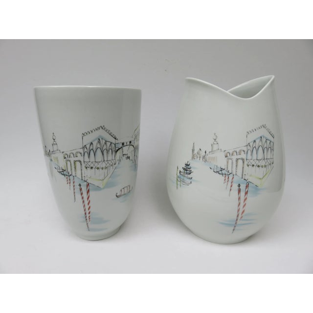 A pair of exceptional and rare large vases, made in the 1950s, by the Hutschenreuther Kunstabteilung in Selb. The decor is...