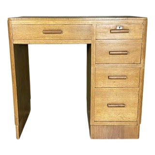 Art Deco Wooden Single Pedestal Desk For Sale