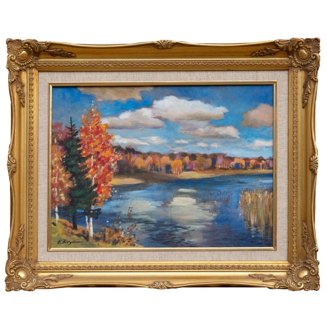 2000 - 2009 Autumn Lake, Erik Freyman Acrylic Painting For Sale - Image 5 of 5