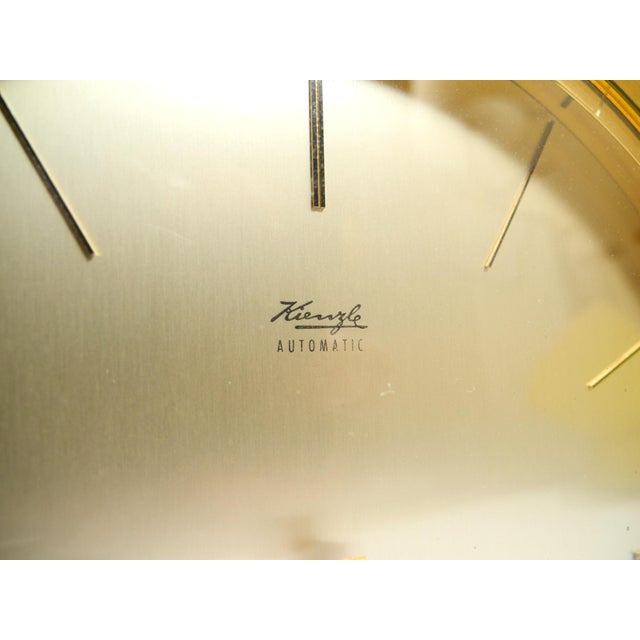Gold Vintage Brass Table Clock by Kienzle, 1960s For Sale - Image 8 of 15