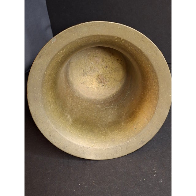 Antique Judaica Brass Mortar and Pestle Set Heavy 7.5lb Heavy Cast Found J. Greenstein Provenance For Sale - Image 12 of 18