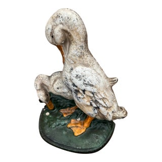 1950s Vintage Cast Iron Duck Doorstop For Sale