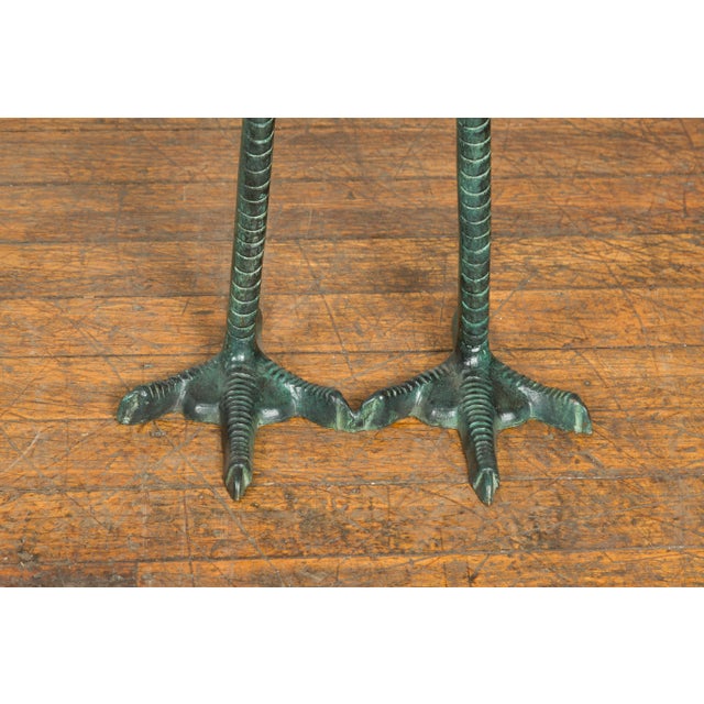 Turquoise Contemporary Verdigris Bronze Crane Sculptures Tubed as Fountains - A Pair For Sale - Image 8 of 12