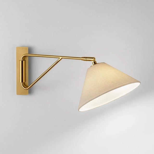Modern Brushed Brass Arc Wall Light For Sale - Image 3 of 5