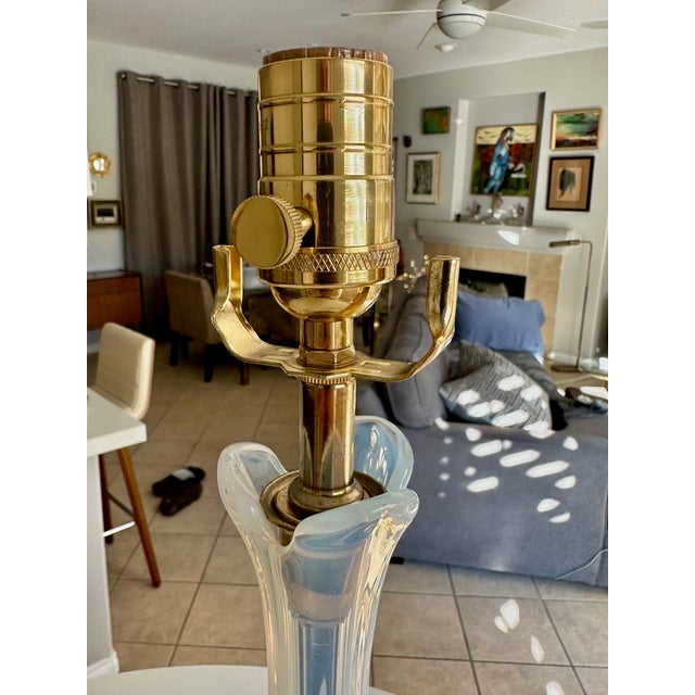 Metal Murano Italian Blue Winged Opalescent Table Lamp For Sale - Image 7 of 14