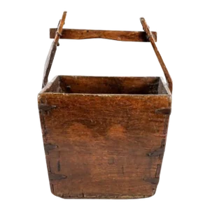 19th Century Chinese Wooden Grain Harvesting Bucket