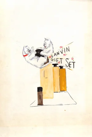 Lanvin of Paris Original Circa 1950s Advertising Watercolor Artwork