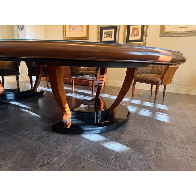 1990s 1990s Handcrafted Mahogany Dining Collection for 12 | Expandable Oval Table For Sale - Image 5 of 8