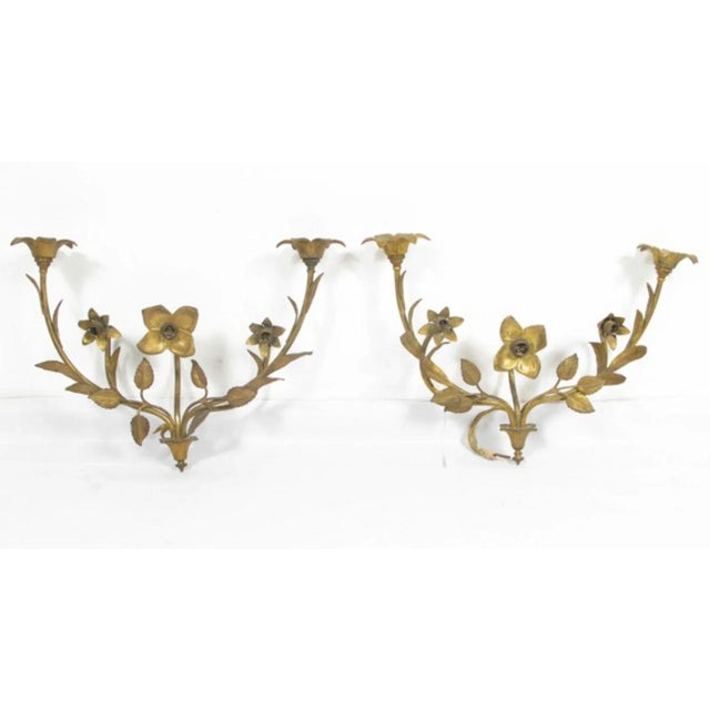 Gold Golden Bronze Wall Lamps, 1950s, Set of 2 For Sale - Image 8 of 8