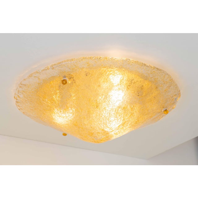 Clear and Golden Murano Glass Flush Mount with Brass Base from Sylcom Lighting, 1990s For Sale - Image 13 of 18