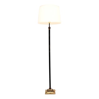 Antique Neoclassical Brass and Enamelled Tole Floor Lamp, 1930 For Sale