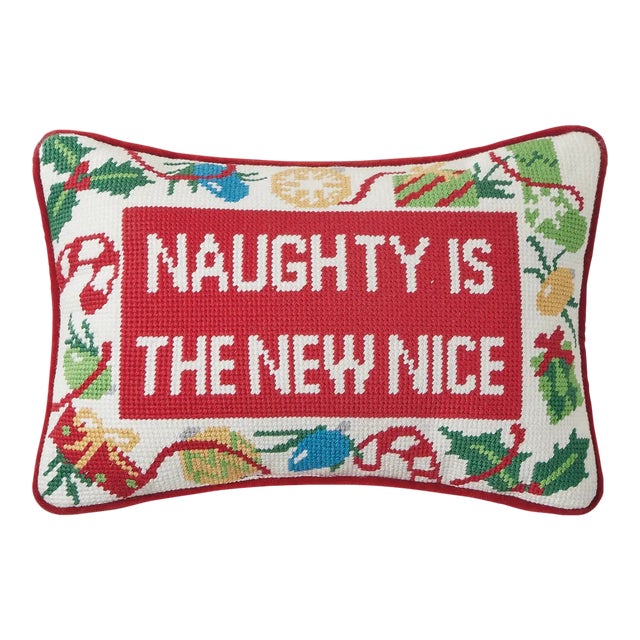 Naughty Is the New Nice Needlepoint Pillow For Sale