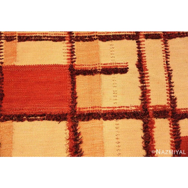 A Rare and Impressive Signed and Dated Vintage Geometric Swedish Scandinavian Flat Woven Kilim Rug, Country of Origin /...