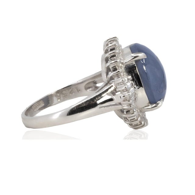 Contemporary Late 20th Century Platinum Star Sapphire Ring, Size 5 For Sale - Image 3 of 5