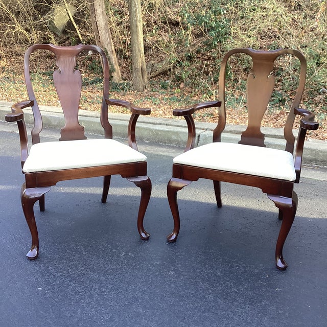Wood Mid 20th Century of 12 Restored Solid Mahogany Queen Anne Dining Chairs For Sale - Image 7 of 10