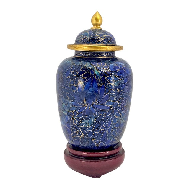 Chinese Late 1960s–1970s Jingfa Beijing Cloisonné Ginger Jar With Stand For Sale - Image 3 of 14