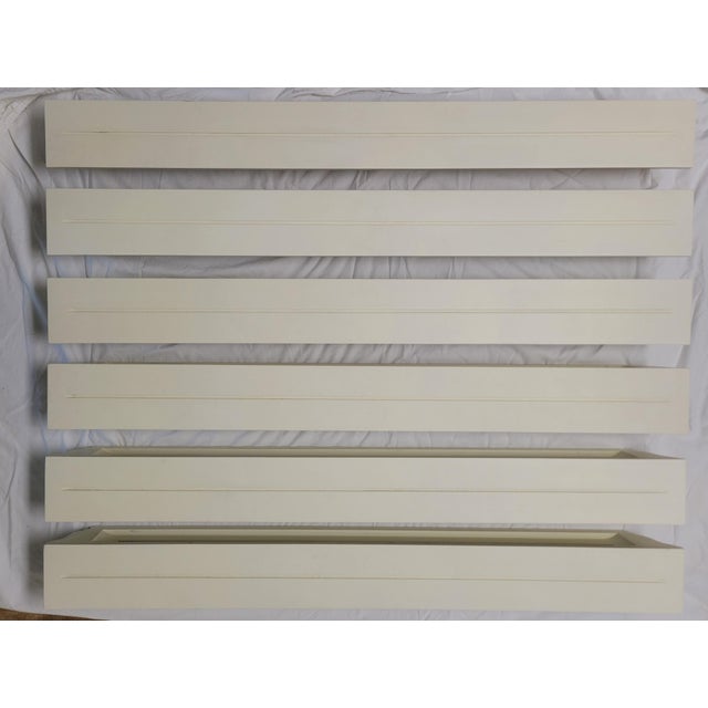 Set of 6 48 in Pottery Barn crown molding picture ledge floating shelves in ivory. Small groove near front of ledge keeps...
