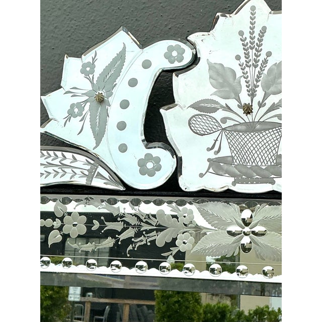 Mid-Century Modern Vintage Etched Venetian Mirror For Sale - Image 3 of 12