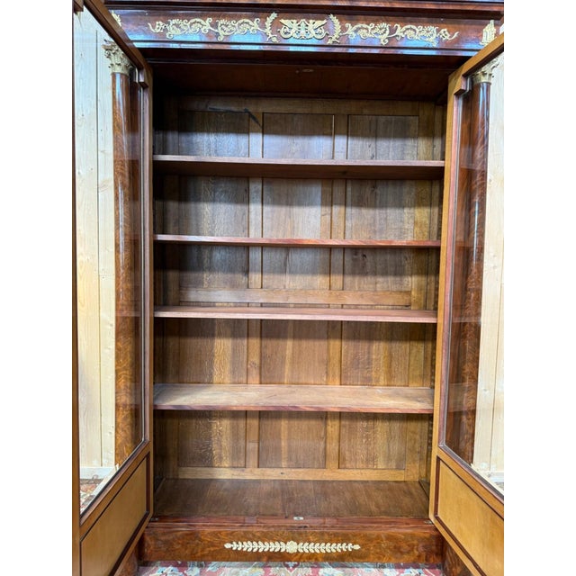 Empire Two-Door Display Bookcase in Mahogany Veneer with Gilt Bronze Mounts For Sale - Image 9 of 10