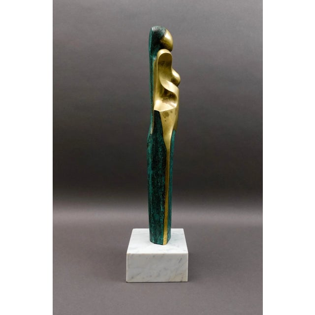 Mid 20th Century Mid 20th Century Diego Ortega Modernist Cubist Style Mother Child Bronze Sculpture For Sale - Image 5 of 9
