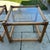 Italian Style Bamboo End Tables with wrapped joints and glass top. Excellent Vintage condition