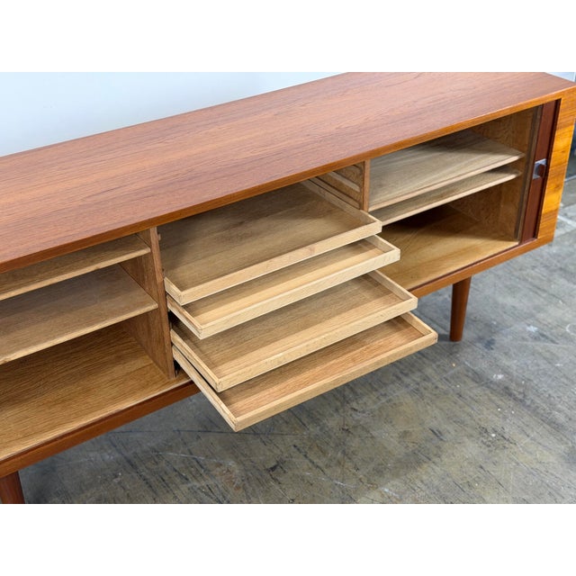 1960s Hans J Wegner "President" Credenza - Mid Century Danish Modern Teak Tambour Door Cabinet For Sale - Image 10 of 12