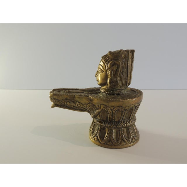 Vintage Small Brass "Shivling" an Aniconic representation of the Hindu God SHIVA. Size:4"D x 2.25"W x 3.75"H Solid brass...