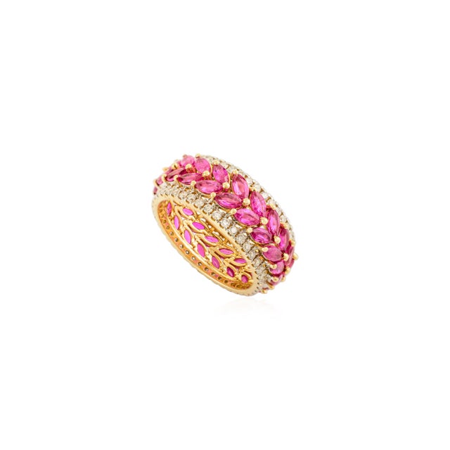 Not Yet Made - Made To Order Revival Chunky Ruby and Diamond Statement Ring in 14k Gold Size 5 For Sale - Image 5 of 12