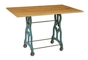 Early 20th Century Metal Table Base with Oak Top