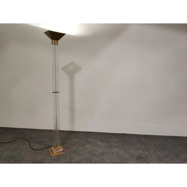 Vintage Brass and Acrylic Glass Floor Lamp from Belgo Chrom, 1970s For Sale - Image 11 of 11