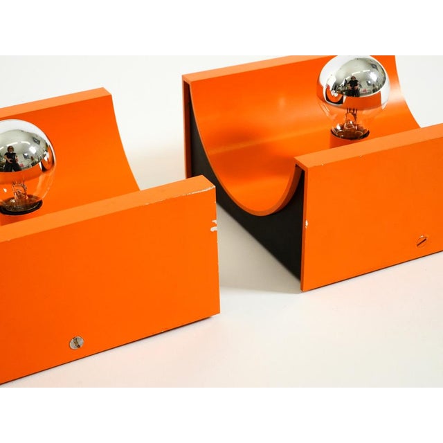 Space Age Metal Wall Lamps in Orange by Klaus Hempel for Kaiser Leuchten, 1960s, Set of 2 For Sale - Image 12 of 18