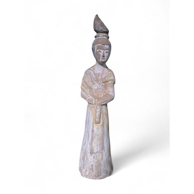 Chinese Terracotta Sculpture of Court Lady, 1950 For Sale - Image 9 of 12