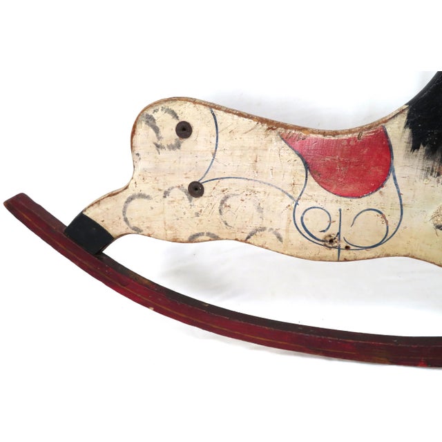 Late 19th Century Antique American Hand Painted Childs Rocking Horse Side Panel For Sale - Image 5 of 13
