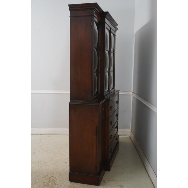 Age: C.1940s Details: Bubble Convex Glass 2 Piece Construction Secretary Desk Center Drawer Large Impressive Cabinet...