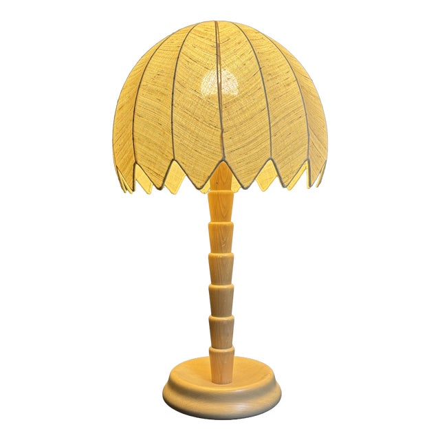 Pine Palm Table Mushroom Lamp from Temde, Switzerland, 1970s For Sale
