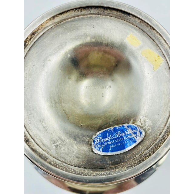 Vintage Reed & Barton Silver Plate & Ruby Red Enamel Pedestal Compote For Sale - Image 9 of 12