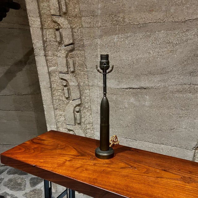 Mid-Century Modern Patinated Bronze Bullet Table Lamp, 1960s Design For Sale In San Diego - Image 6 of 9